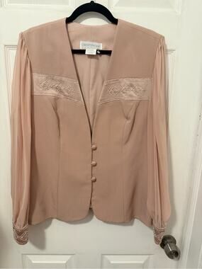 Vintage Obsessions Couture Blush Pink Button Front Blouse